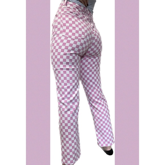 Pink Checkered Jeans - Picture 2 of 5